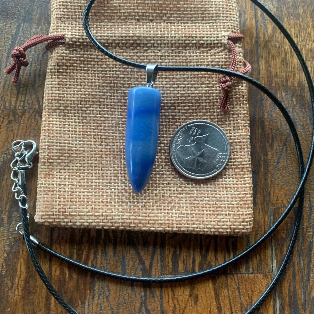 Blue Aventurine Crystal Pendant Mens Crystal Necklace Unisex Aventurine Necklace